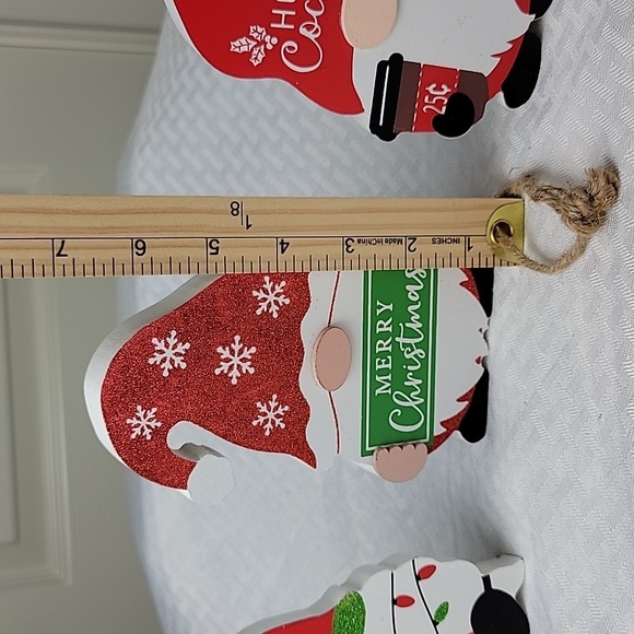 Christmas Gnomes Wooden Decor 6.5x4in set of 3 - Picture 8 of 8